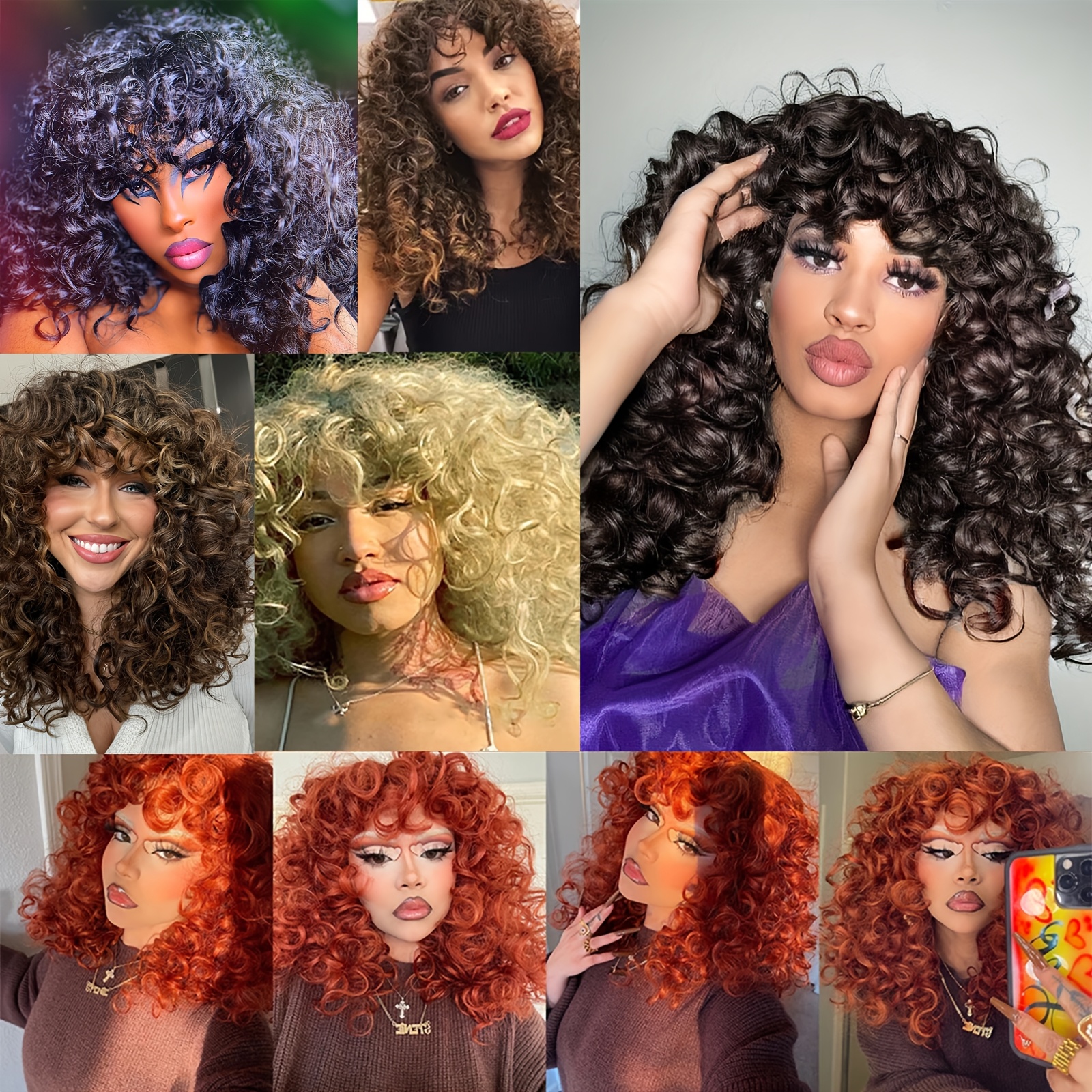 halloween christmas synthetic heat resistant wigs bouncy  display picture 2
