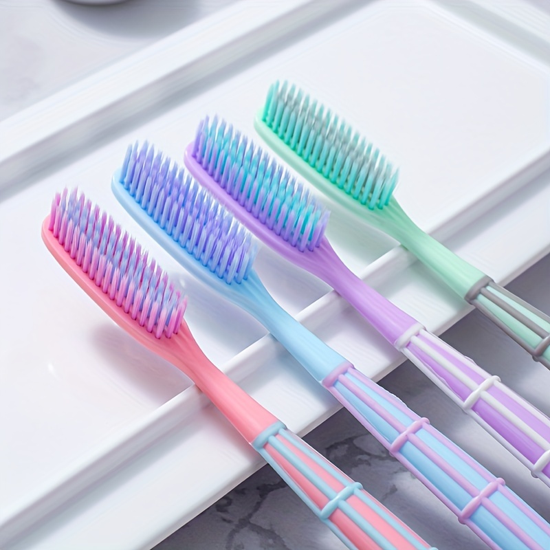 

4pcs Long-headed Soft Bristle Toothbrush For Adults, Couple's Toothbrush With Soft And Efficient Teeth Cleaning, Caring For Teeth And Gums For Dental Health