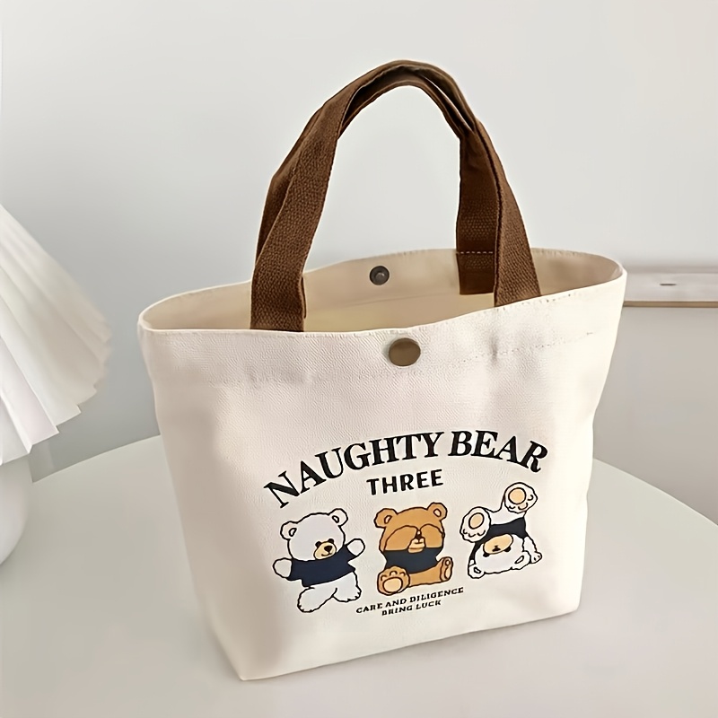 TEMU 新作ベアバッグ - 日本風ラジースタイルハンドバッグ、インスラージキャパシティ韓国ファッションシングルショルダーバッグ 女性＆学生向け