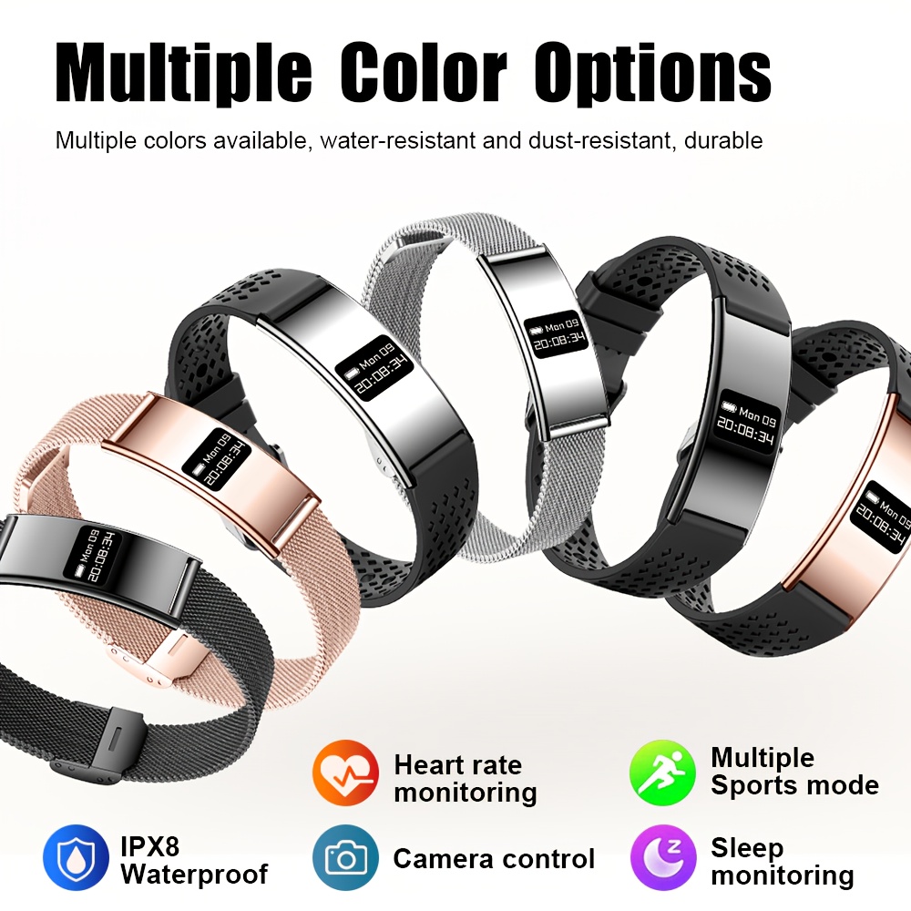 GWENLAND 2025 Smart Bracelet - Zinc Alloy Body, Lightweight And Fashion, Multiple Sport Modes, Step Count, Sleep Detection, IPX8, Remote Control Photography, Ideal Christmas Gift for Boyfriend Or Girlfriend