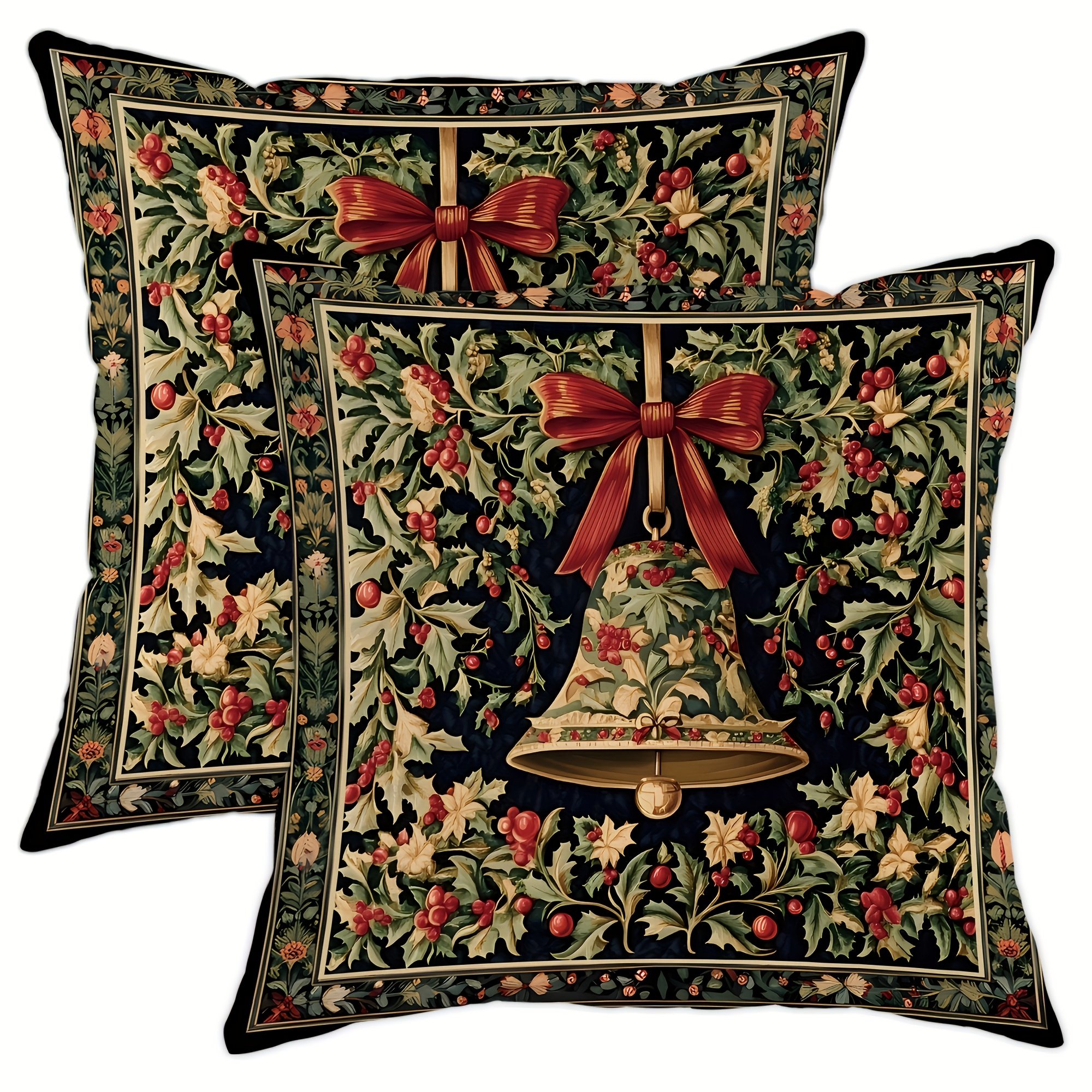 

2pcs Christmas Cushion Covers, Polyester Decorative Pillowcases , , - For , , Sofa, And Bed Decor - Inserts Not Included