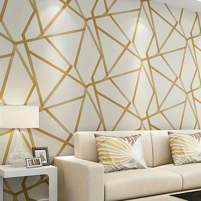 

Luxury Geometric Wallpaper Roll - , Non-adhesive, Removable For Decor, Wallpaper For Living Room