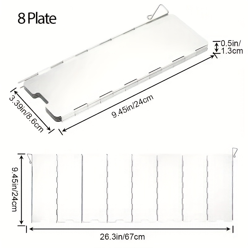 TEMU 8/9/10/12 piezas de Pantalla de Viento de Aleación de Aluminio de Tamaño Múltiple para Exteriores, Pantalla de Viento Plegable Portátil, Placa