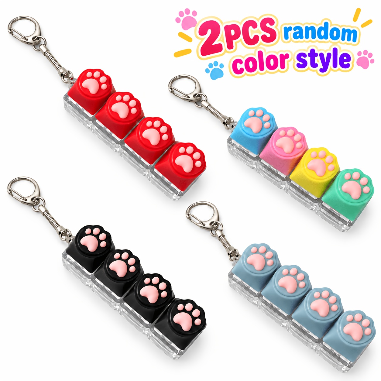 TEMU 1/2pcs Cute Cat's Claw Keyboard Fingertip Toy, Decompression Button, Creative Keycap For Anxiety Relief And Concentration Improvement, Random ,