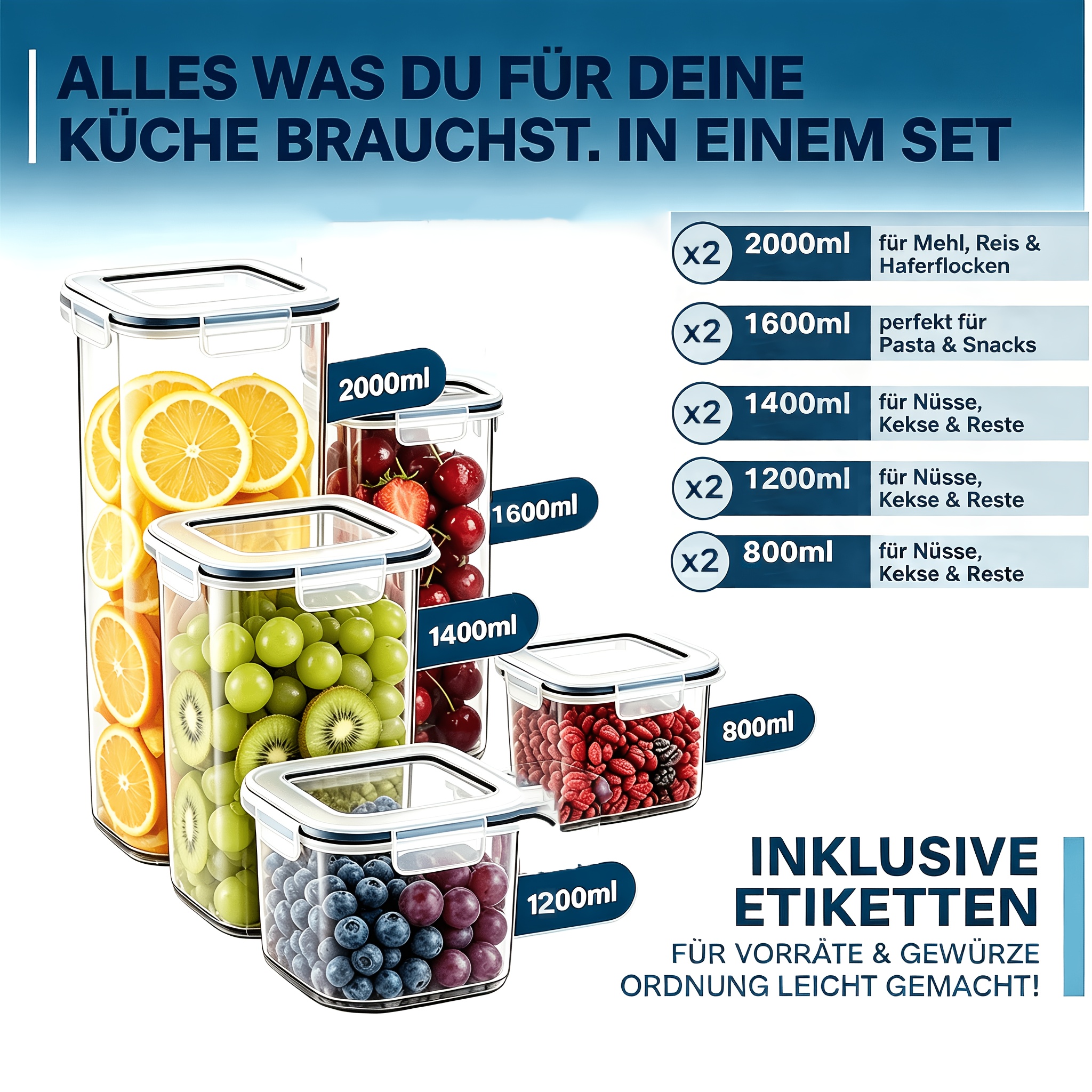 TEMU 84/20 pcs Boîtes de Conservation Alimentaire Scellées, Organisateur et Rangement Multi-Tailles pour Cuisine, Conserves Alimentaires en Plastique