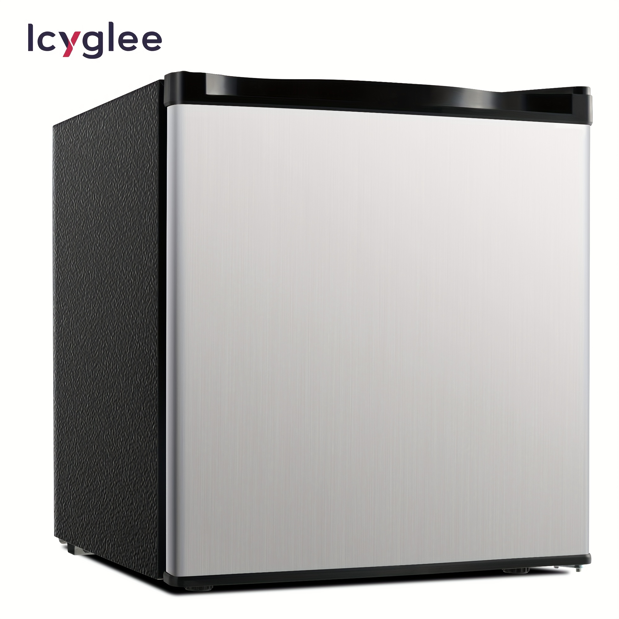TEMU Icyglee With Freezer, 1.7 Cu.ft Mini Fridge, Single Door With Reversible Feature, Thermostat Adjustable, Energy , Suitable For Bedroom, Office, Dorm, Silvery