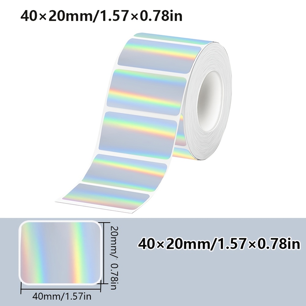 TEMU 1 Roll Adhesive Thermal Stickers 40x20mm Printing Paper Compatible With M220/m110/ Square Colorful Holographic Label Paper