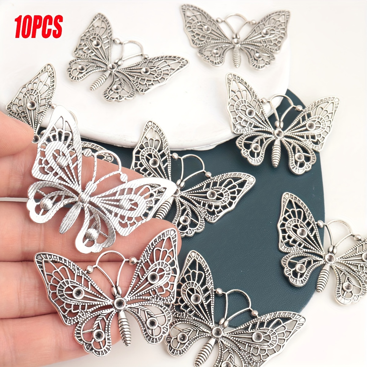 TEMU 10-pack Antique Charms Hollow Alloy Jewelry Craft Additions, Keychains And Backpack Pendants