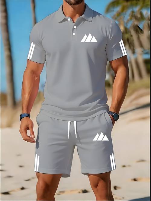 mens lightweight golf shirt short sleeve set men quick dry moisture wicking hiking summer 2pcs outfit travel portable summer wear