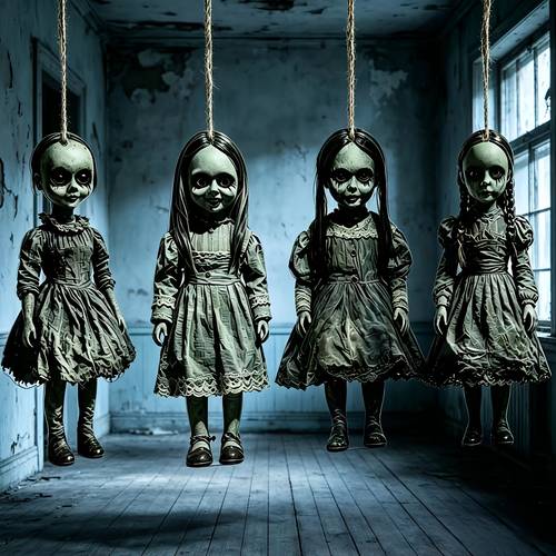 photo de l'article ensemble dornements suspendus de poupées dhorreur vintage - poupées en plastique inquiétantes adaptées aux décorations dhalloween et de pâques, figurines suspendues sinistres pour intérieur/extérieur, cour - décor de fête effrayant pour une ambiance hantée