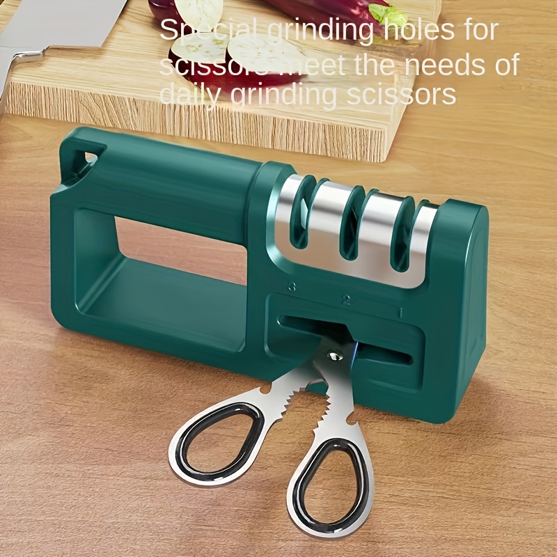 popular   4 in 1 diamond knife sharpener multi functional manual quick sharpening tool for kitchen knives and scissors metal no power needed household blade opening details 1