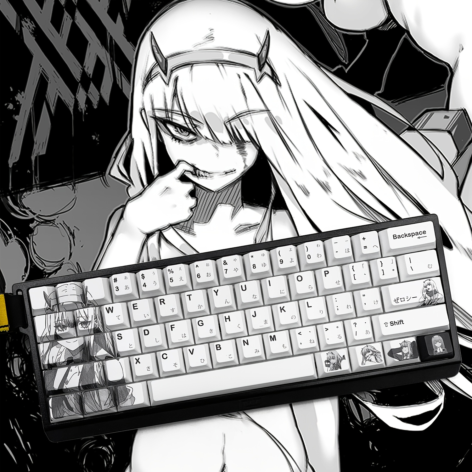 

1pc Anime-themed Mechanical Keyboard Keycap, Original Height, Translucent Backlit, Side Carving, Plastic Material, Cartoon Style