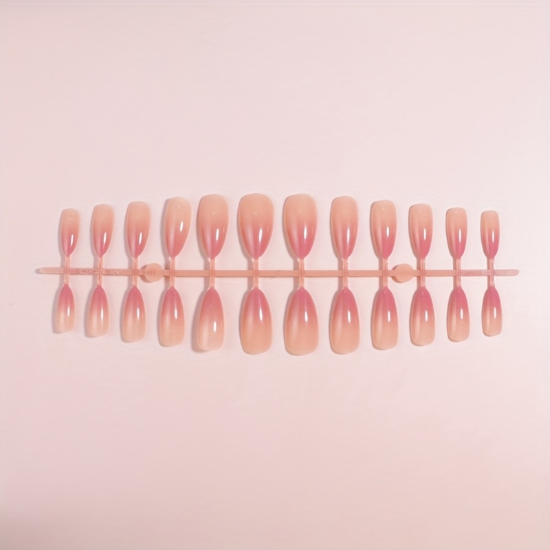 24pcs Almond Gradient Nail Stickers, Including 1 Nail File And 1 , Suitable For Party & Daily Wear