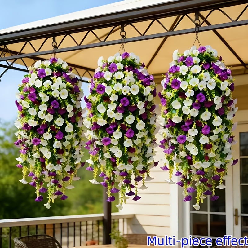 2 large artificial     outdoor hanging vines realistic plastic material   outdoor hanging   flower vines suitable for home weddings outdoor garden courtyards porch   decoration and holiday