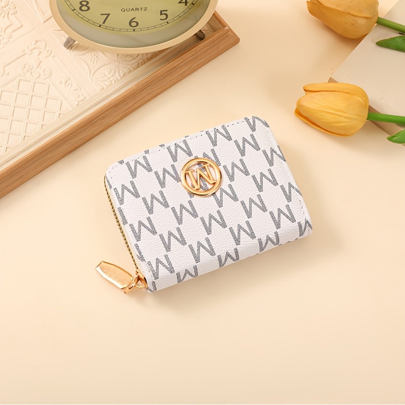 TEMU 2026 Women's Short Wallet, Cross-border Trend, New Fashionable And Simple Letter-print Portable Multi-card Slot Coin Purse