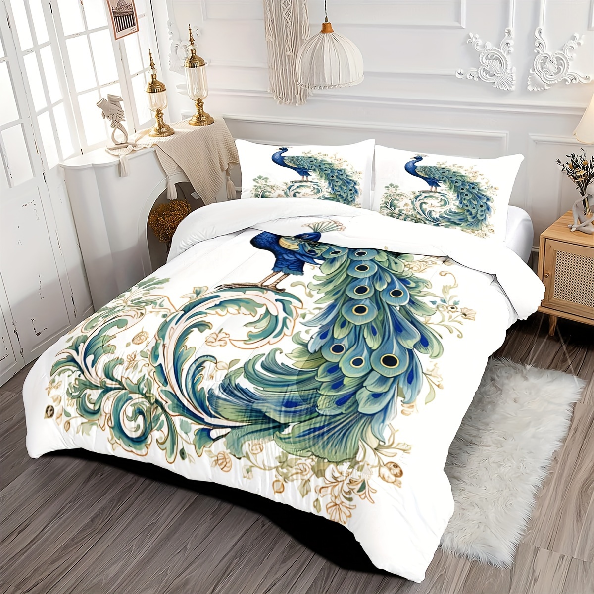 

Bedding Sets Comforter Green Gorgeous Peacock 3d Printed Quilt Set Full Size, For Girl Includes 1 Comforter, 2 Pillow Cases