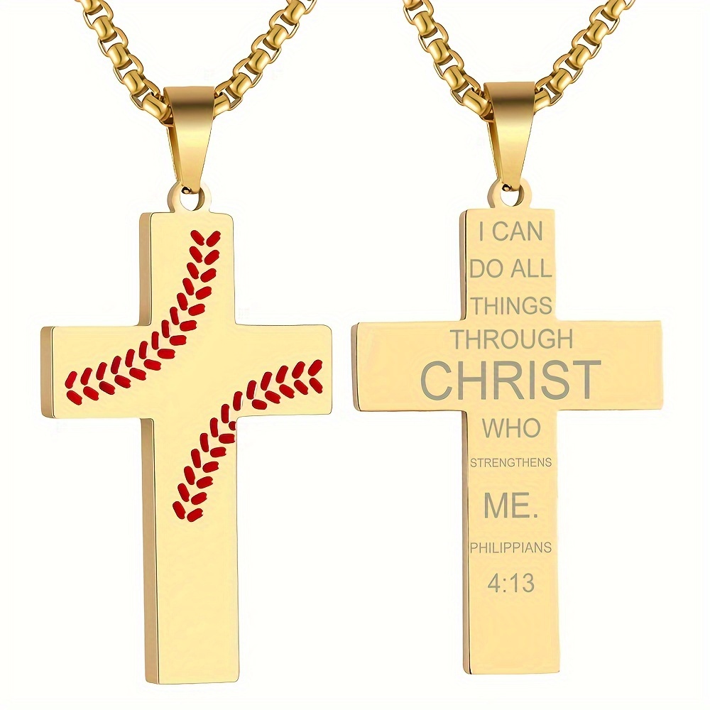 White gold sale baseball cross necklace