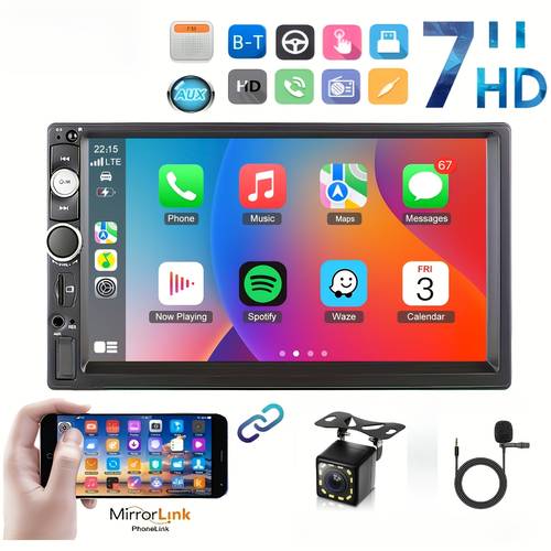 double din car radio with wireless 7 inch touchscreen 2 din car stereo usb sd eq fm radio with steering wheel control piano key version