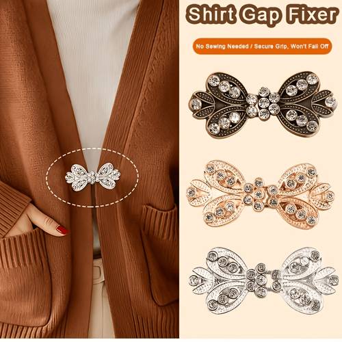 3pcs set multi color bow tie studded clothing clips collar scarf metal decorative fasteners stylish multi functional apparel accessories