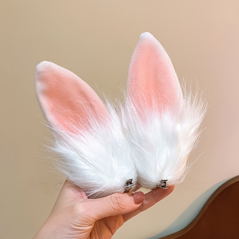 

2pcs/set Lovely Furry Cat Ears Hair Clip Cute Sweet Cartoon Bunny Ear Design Hairpin Halloween Cosplay Party Hair Accessories