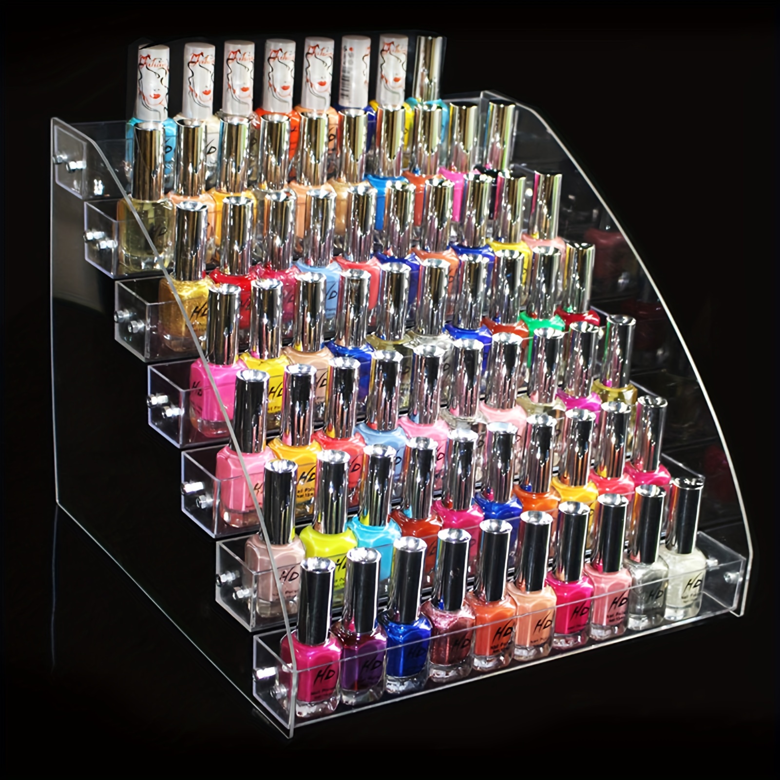 

Clear Nail Polish Paint Organizer Holder Rack Shelf, 7 Tier Plastic Essential Oil Display Stand To 48-96 Bottles