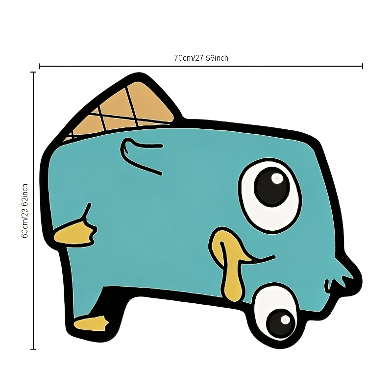 TEMU 1pc Of Cute Teal Platypus Doormat - Soft, Non-slip, Machine-washable Design With Unique Pattern. Suitable For Bedroom, Living Room, Playroom.