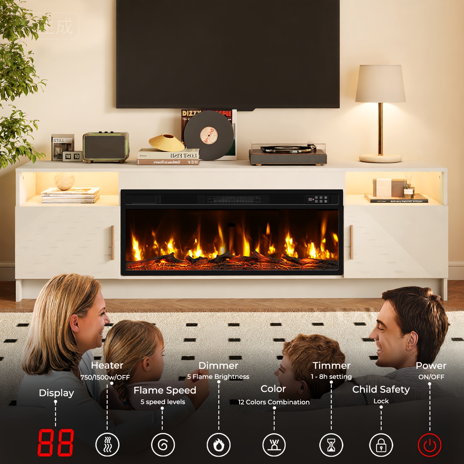 Fireplace TV Stand Entertainment Center With 36