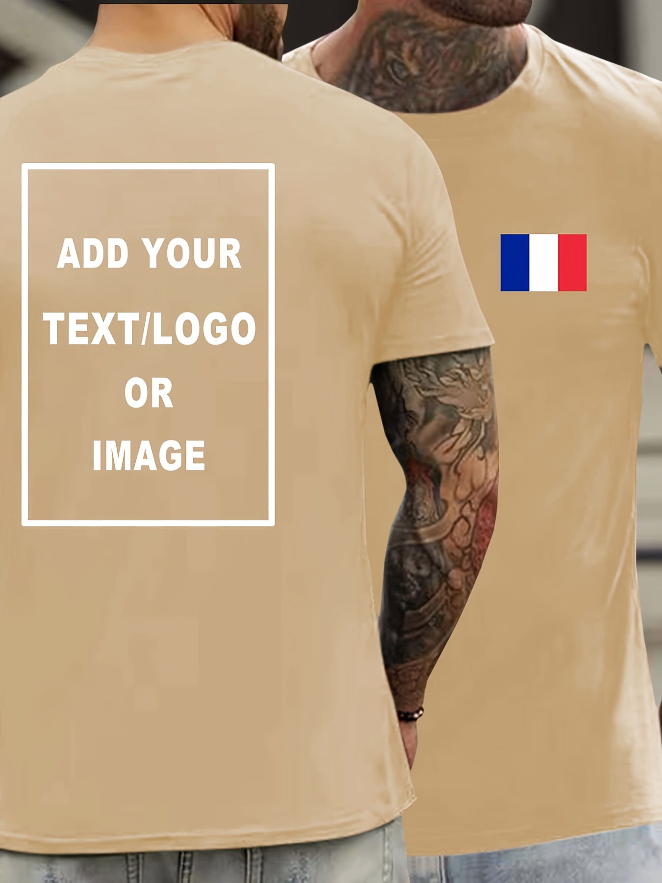 Custom T Shirt Personalized Tees For Men France Flag Print Casual Short Sleeve Custom Printed T shirt For Summer Custom Print On The Back