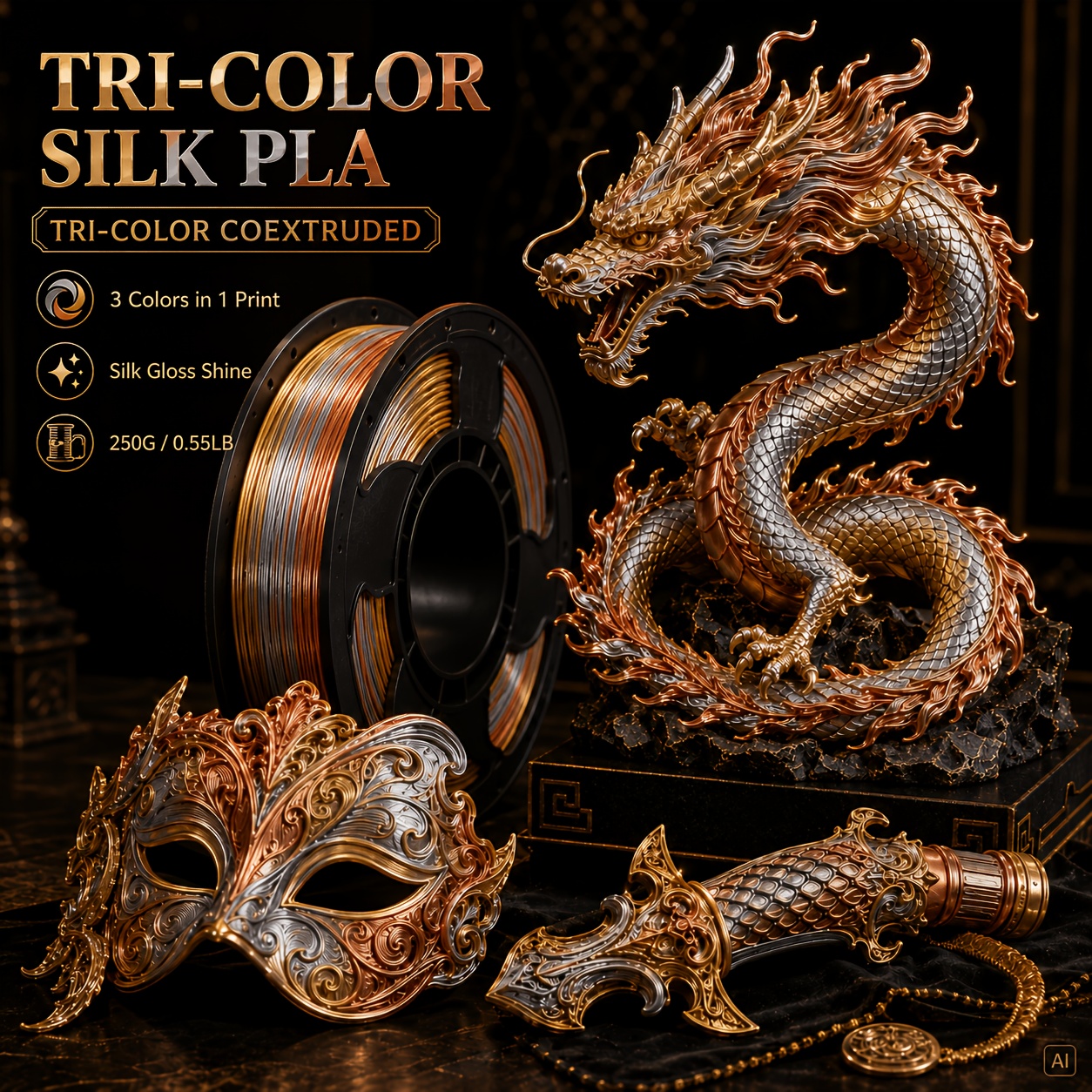 TEMU 250g/0.55lb 1.75mm Pla Printing Filament, With Metallic Pearl End, Smooth Printing, Ideal For , Cos Props, Jewelry & Crafts