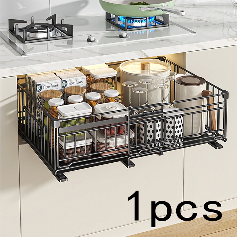 Telescopic Basket Kitchen, Deep Cabinet, Pull-out Shelves, Cutlery Storage Boxes, Cabinets, Spices, Dishes, Drawer Storage Racks