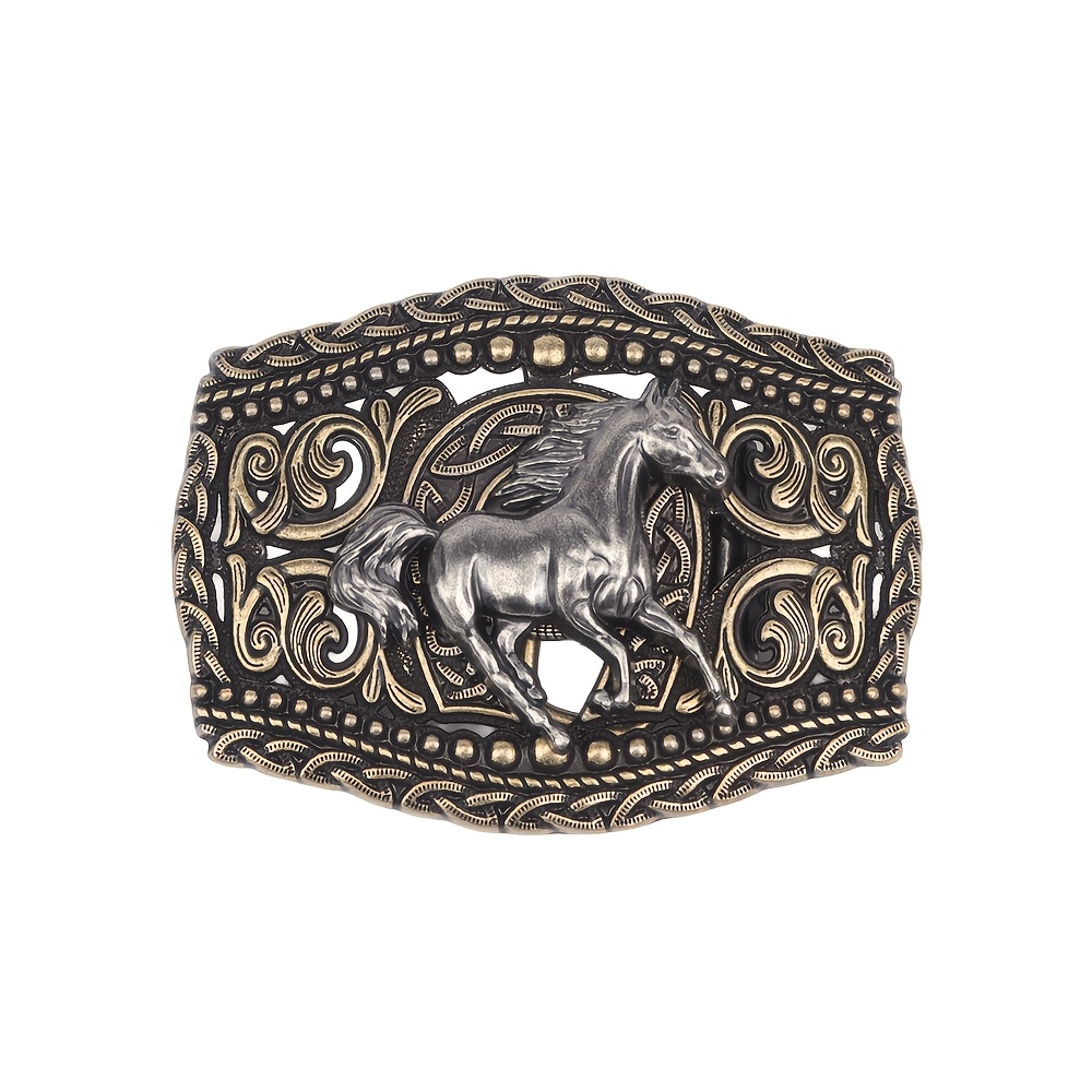 TEMU 1pc Vintage Openwork Running Horse Engraved Belt Buckle, Alloy Western Style Belt Accessory