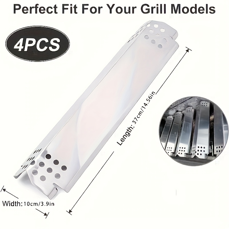 Grill-Heizplatten Ersatz Für Nexgrill 720-0830H – 4 Stück Edelstahl, 42x14x1 Cm | Für Gleichmäßige Hitze & Tropfschutz