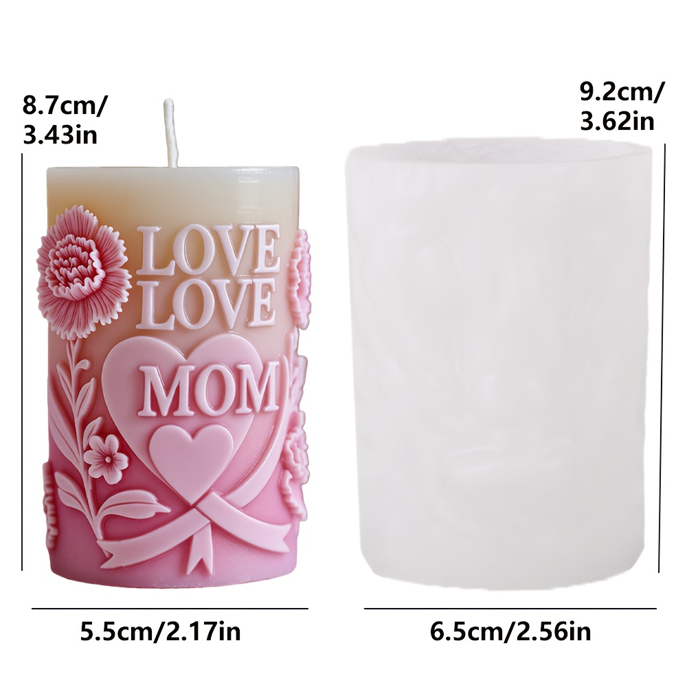 Image of Candle Mold Cylindrical Love Balloon-shaped Scented Candle Silicone Mold Love Peony And Balloon-shaped Silicone Mold Valentine's Day Love Column Suitable For Resin, Plaster, Clay