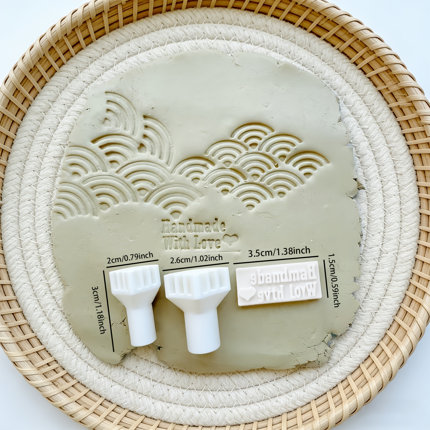 E-shop 3-tlg. wellenförmige Tonstempel-Form „Made “-Stempel-Set, aus Kunststoff mit klaren , dieses künstlerische Wellenmuster-Stempel-Werkzeugset ist