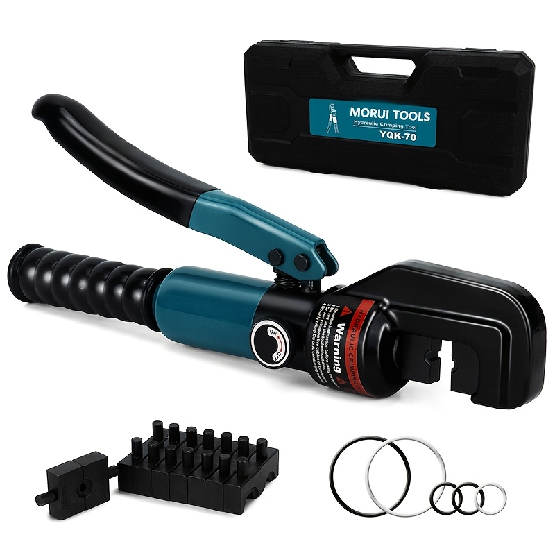 Tool Box Hand Hydraulic Crimping Tool With 9 Dies - Crimps 12 AWG To 2/0 AWG Cable Lugs For Battery, Welding & Electrical Hand Operated Hydraulic Crimper