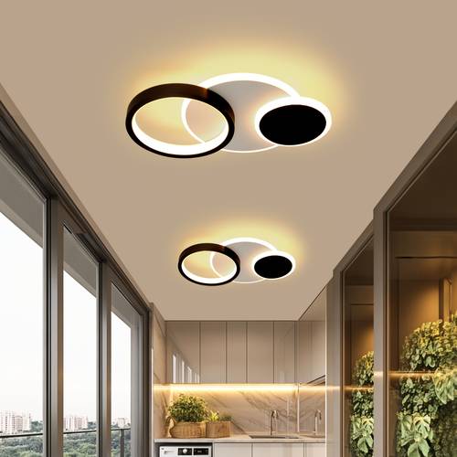modern round led ceiling light fixture 22 acrylic geometric semi recessed light polished metal switch control hard wired connection warm color 3000k suitable for cloakrooms living rooms