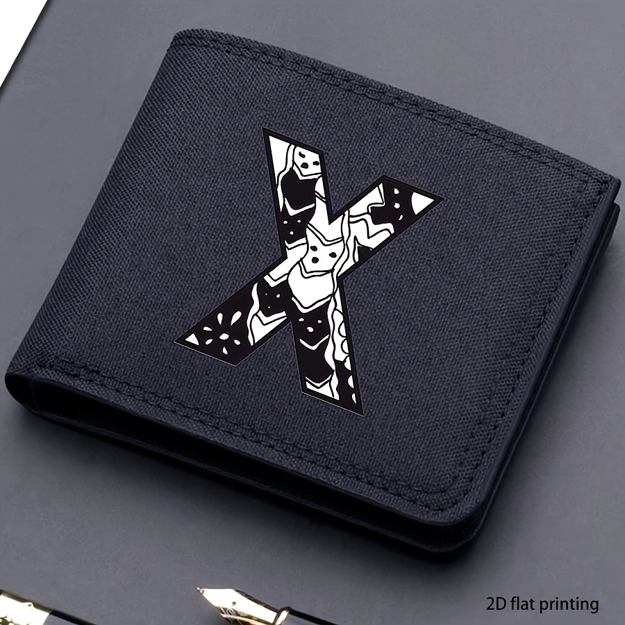1 pieza, Cartera corta de lona impresa con 26 letras de moda para hombre, Cartera plegable con nombre propio, Cartera corta casual para negocios con ranuras para tarjetas, Regalo para hombres (impresión plana 2D)