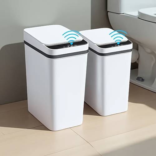 2 1pc sensor trash cans 4 2 gallon 2 gallon bathroom trash cans with automatic switches narrow slit trash can with lid sealed against odors for bathroom bedroom living room office battery powered aa batteries not included