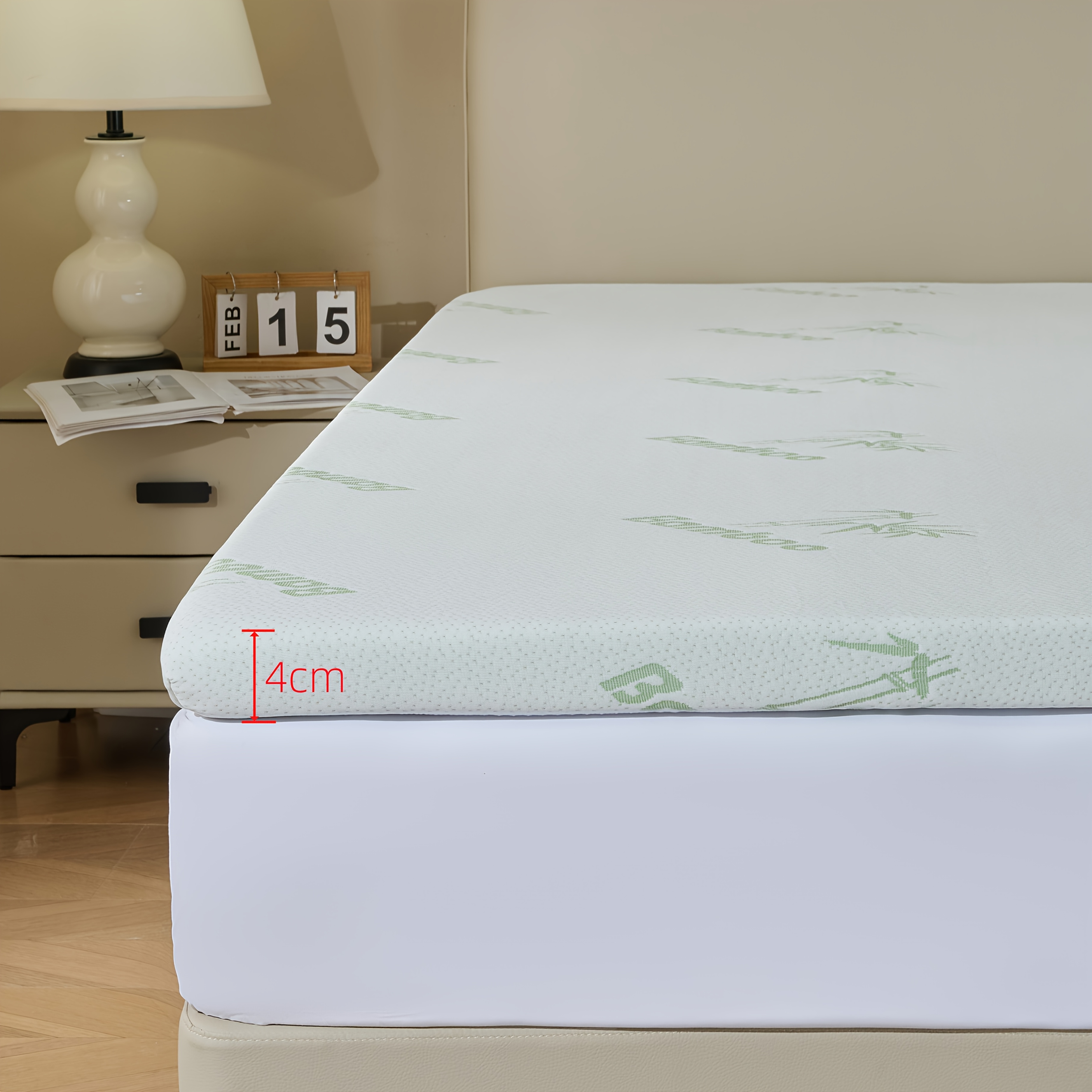 TEMU Blue Gel Mattress Topper With Unique Jacquard Design Mattress Protector, 4cm Or 6cm, Provides Comfortable Support, Mattress Protector Easily And