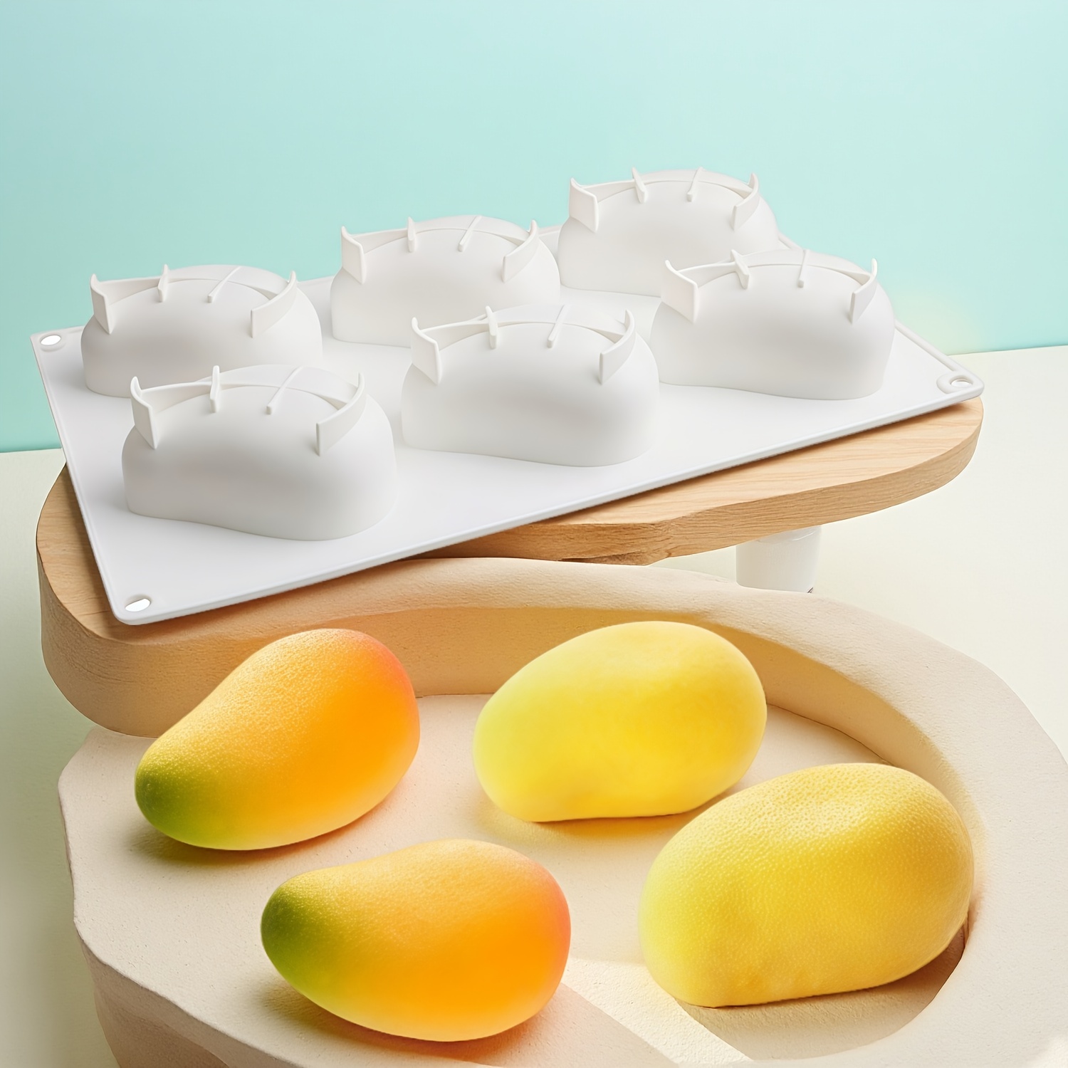 1pc silicone mango shaped cake mold with 6 section hollow center   reusable baking mold for diy mousse chocolate chiffon cheese ice cream jelly pudding easy demold precise fruit desserts with     ideal for easter christmas valentines graduation birthday party durable flexible kitchen tool compatible with   mango mold