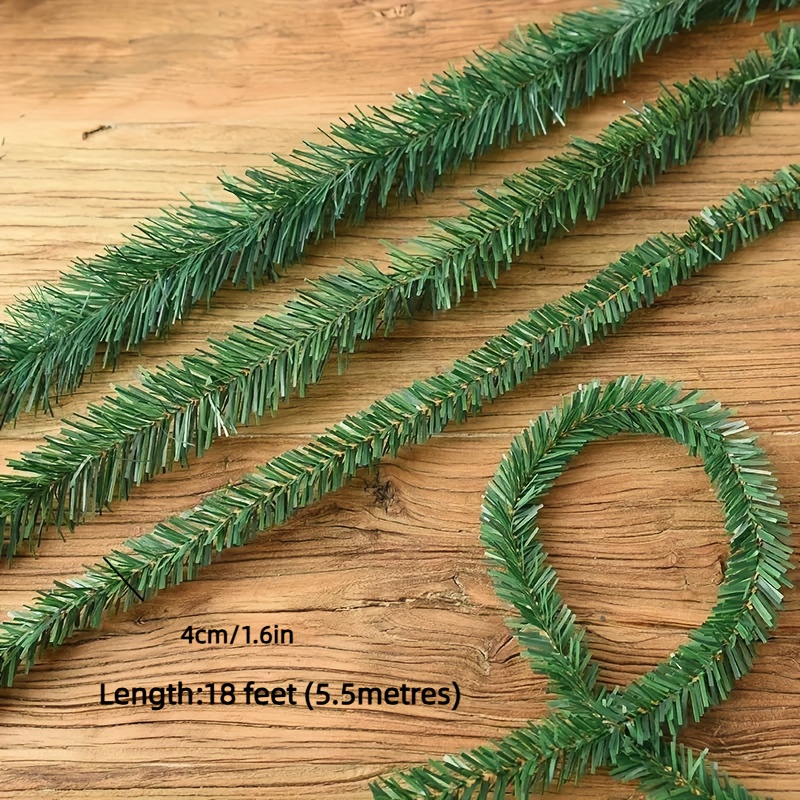 Image of 1 Roll Miniature Artificial Pine Garland With Small Branches & Foliage - 18-foot Plastic Greenery Rope Suitable For Christmas Tree, Wreaths, /outdoor Holiday Decorations - Realistic Pine Branches