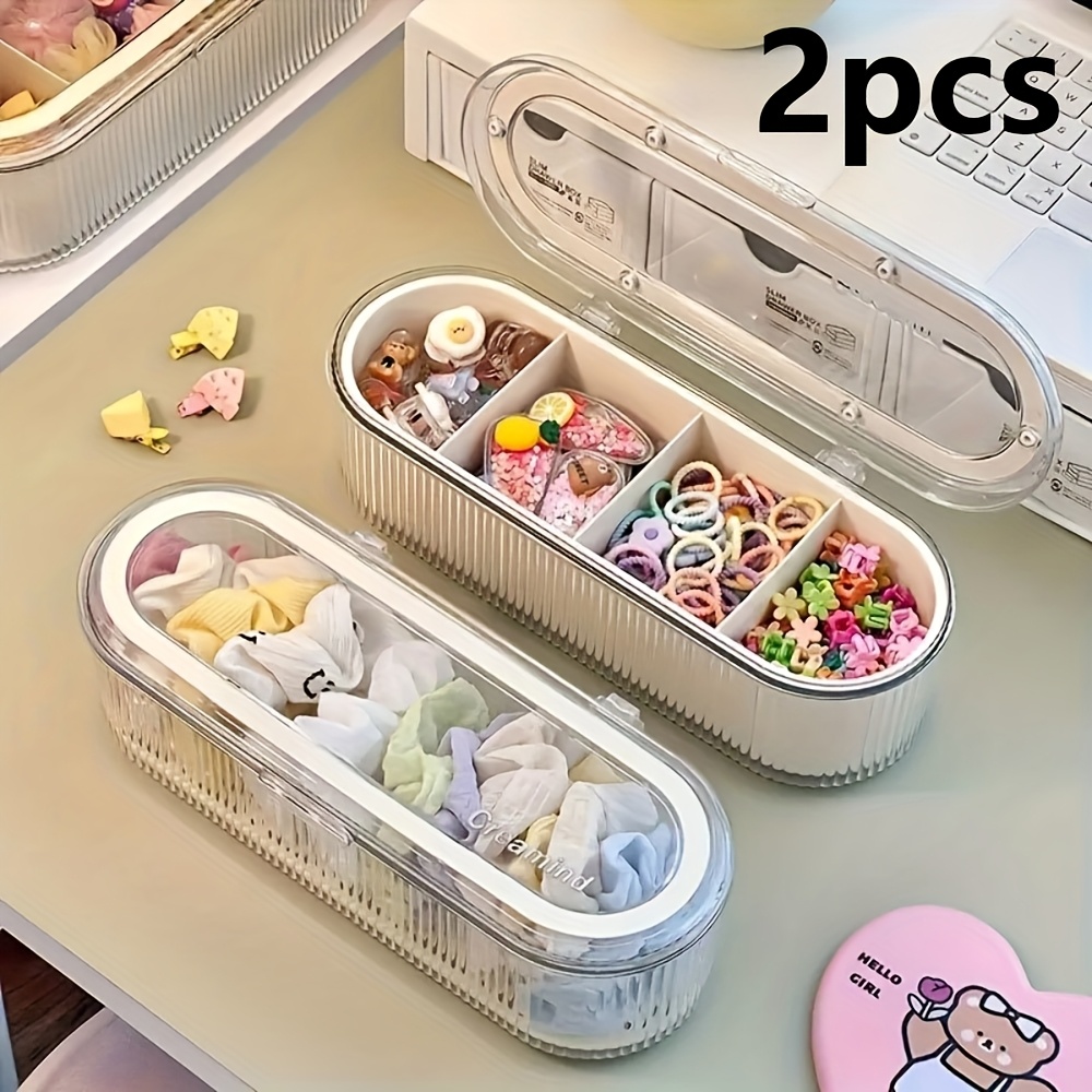 2pcs   plastic storage boxes with   lid oval shape multipurpose organizer for headbands clips hair ties jewelry space saving dustproof solution non waterproof   content design accessory storage modern aesthetic box transparent   small storage boxes for jewelr Product details 0