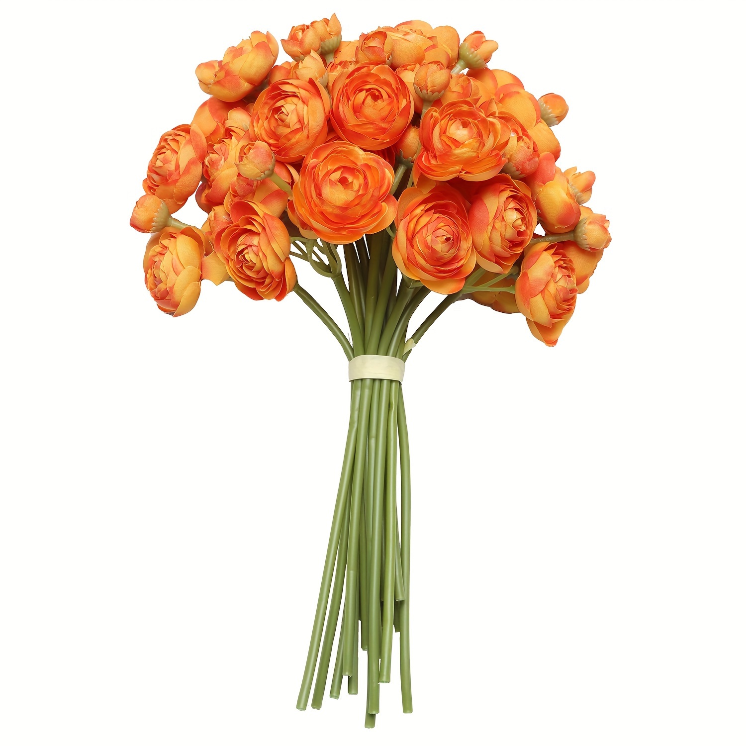 

12pcs Vibrant Orange Silk Ranunculus Flowers - Weddings, Engagements & Home Decor