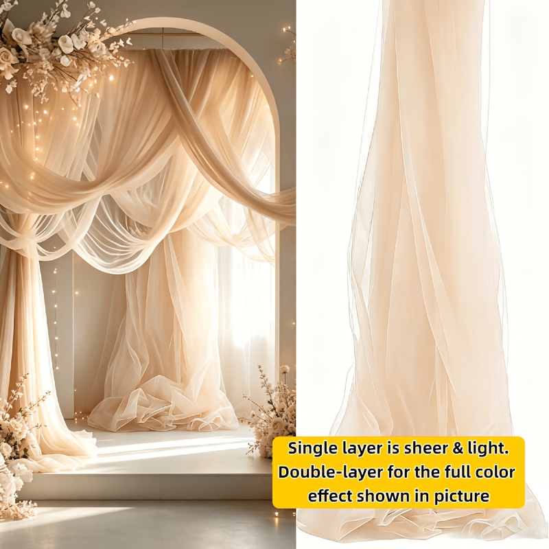 TEMU 2pcs/pack 75cm X 6m White Beige Pink Green Purple Blue Red Black Yellow Wedding Gauze - Wedding Background Decoration, Very Soft And Drape,