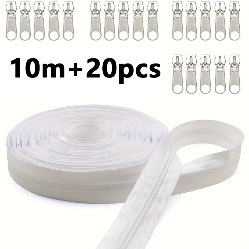 E-shop 10M/11Yards/393In #3 Schwarzer Nylon Reißverschluss mit 20 Eisen Reißverschlussköpfen für Handgemachte Näh Crop Kissen Quiltbezug Kissenbeutel
