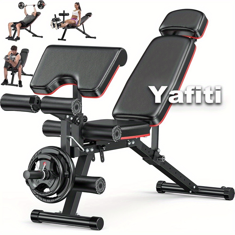 TEMU Versatile Weight Bench, Exercise Bench Featuring Pad, Leg Developer, And Weight Plate Storage, Collapsible Strength Training Bench For Fitness, Compact Home Gym Equipment