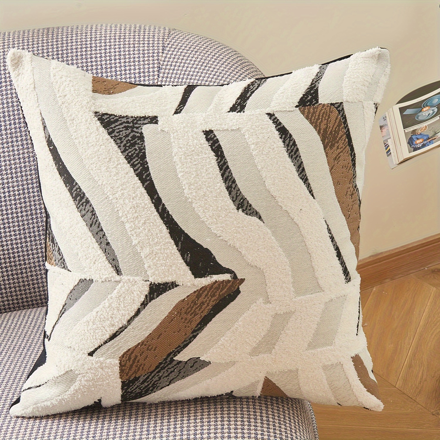 1pc/pkg 45x45cm Jacquard Chenille Decorative Throw Pillow Covers For Couch Bedding 18x18inch White Black