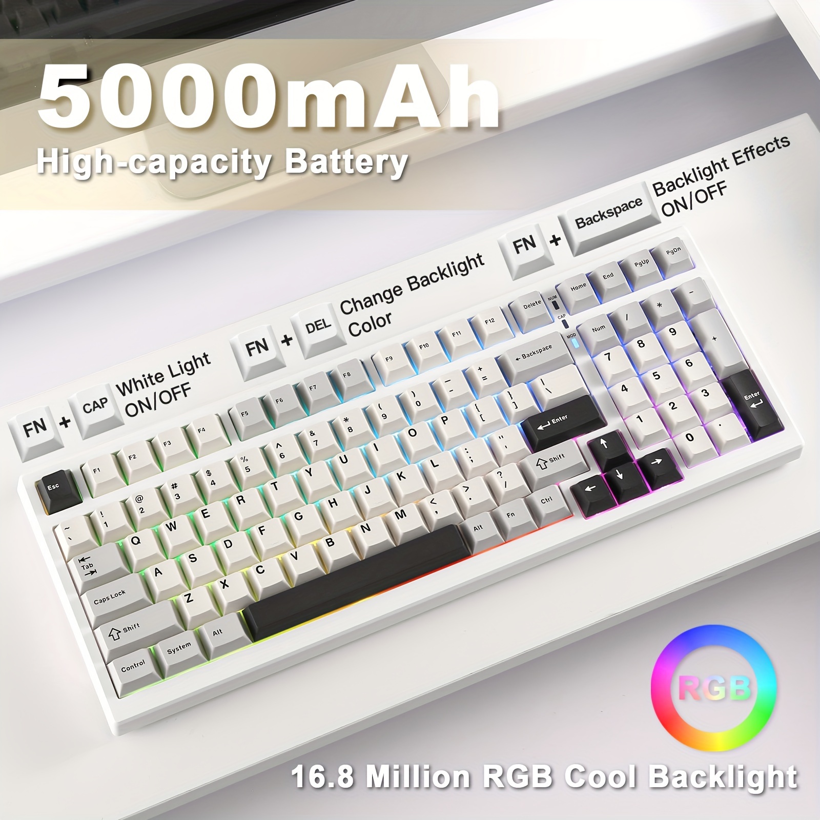 yz98 white gasket mechanical keyboard 99 key hot - Temu