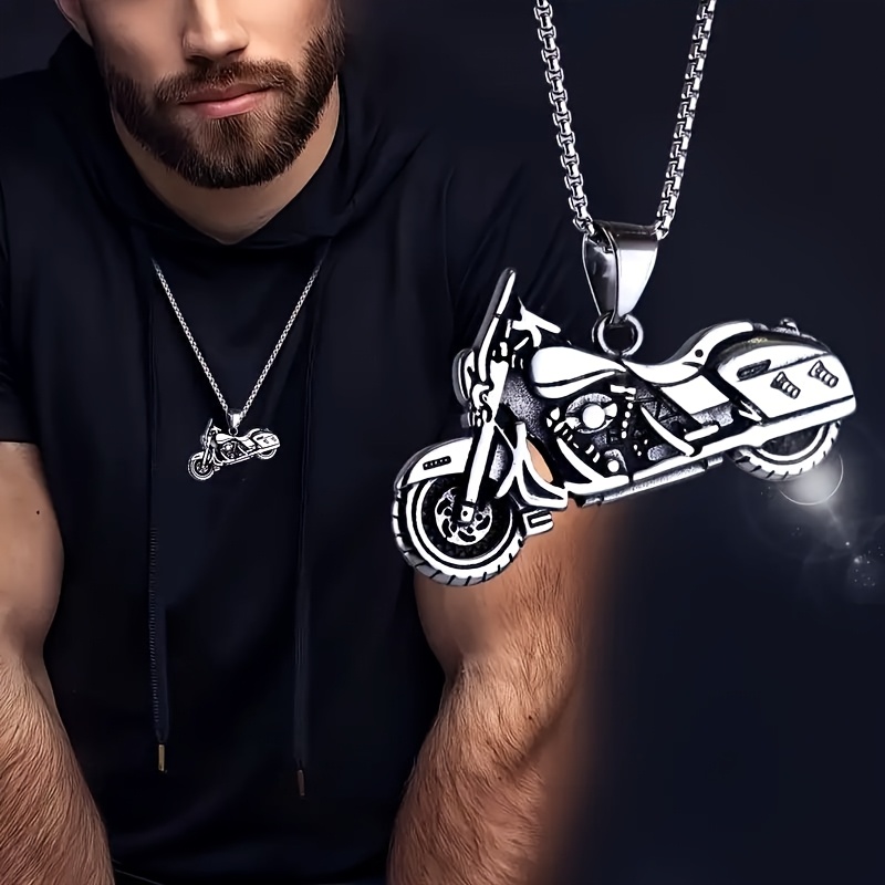 TEMU Un collier tendance avec pendentif de moto hip-hop, parfait pour qui décontracté