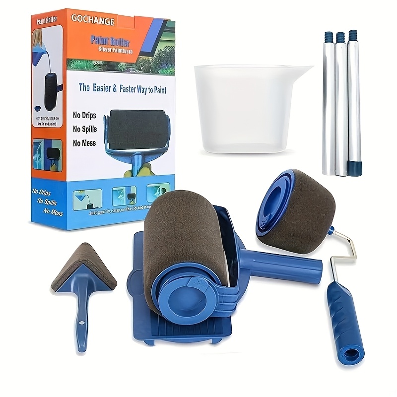 

Renovation Paint Roller Kit With 8" Refillable Roller, Sponge Brushes & Telescopic Wall Corner Brush - , Easy-to-use For Smooth Diy Painting Projects